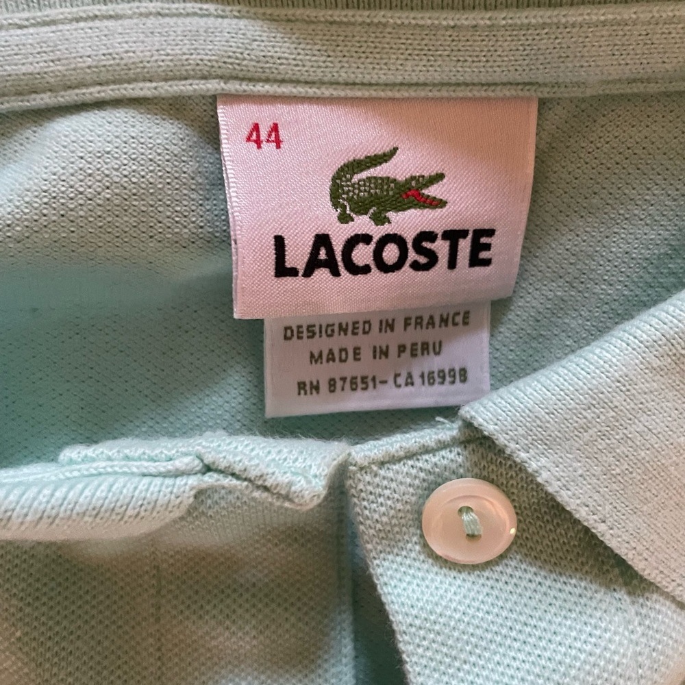 Lacoste‎ Size 44 Mint Green Polo Shirt
